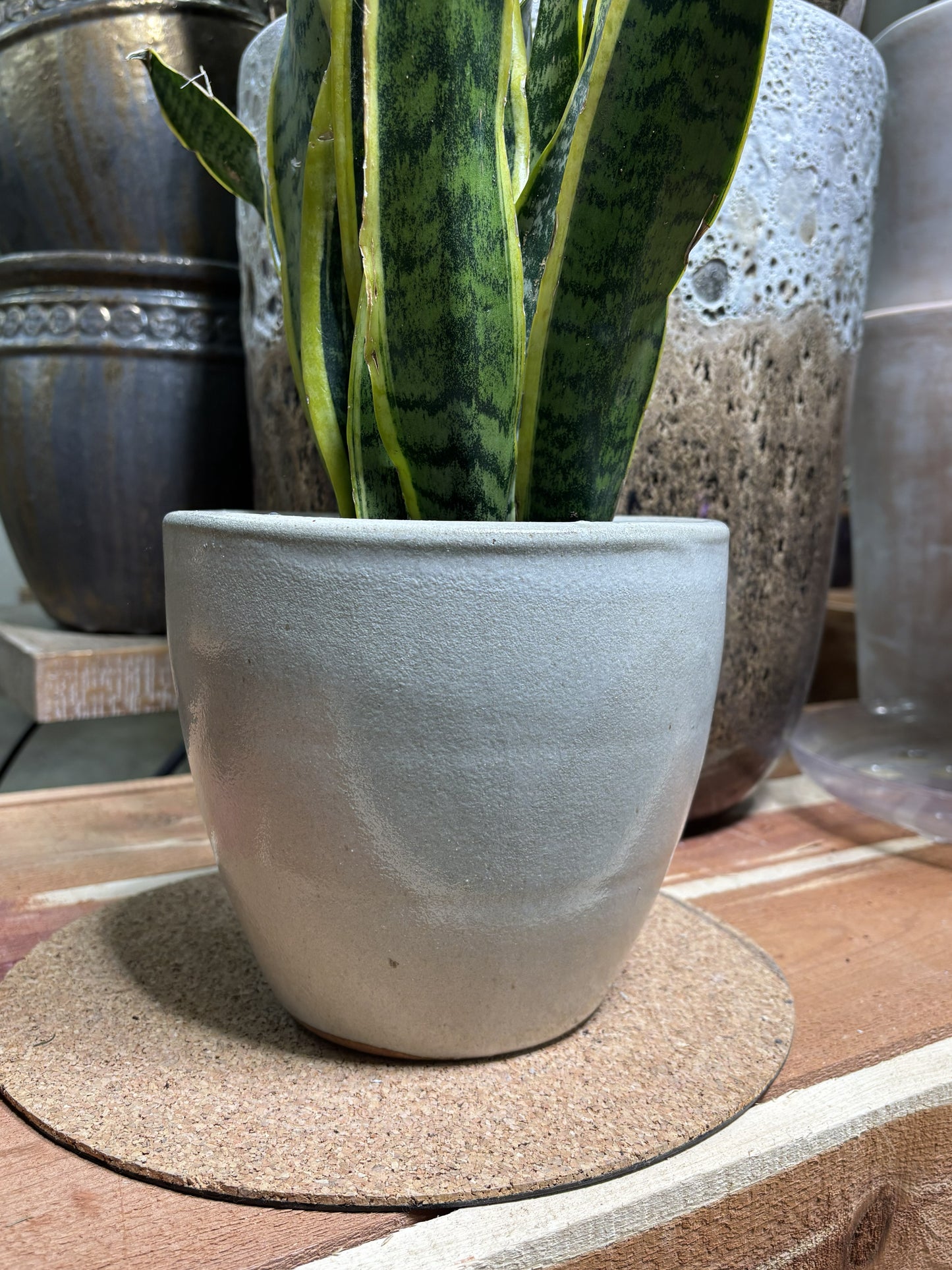 Planter, Glazed, Plain Egg White