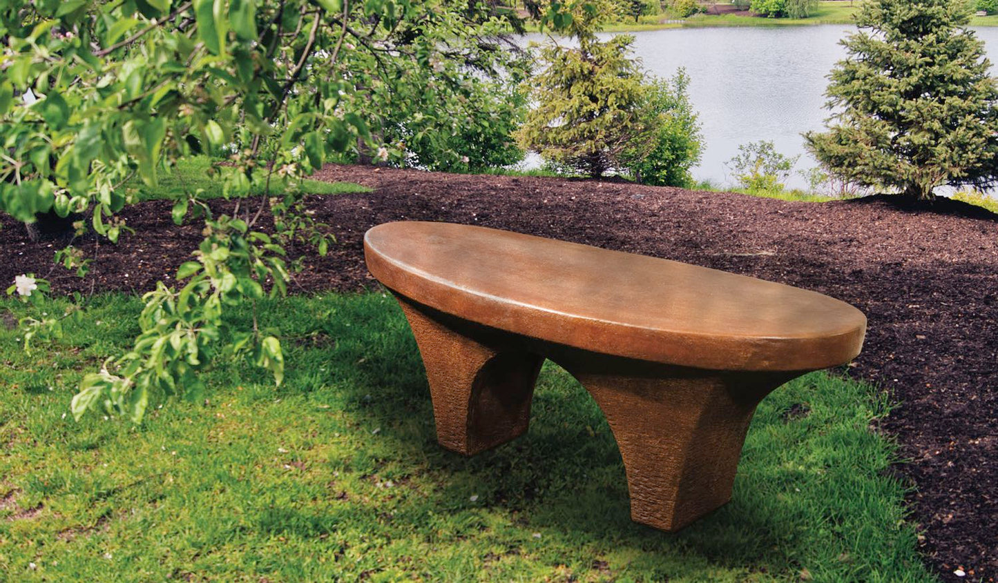 Bench, Concrete, River Stone 1-Piece (H-2801)