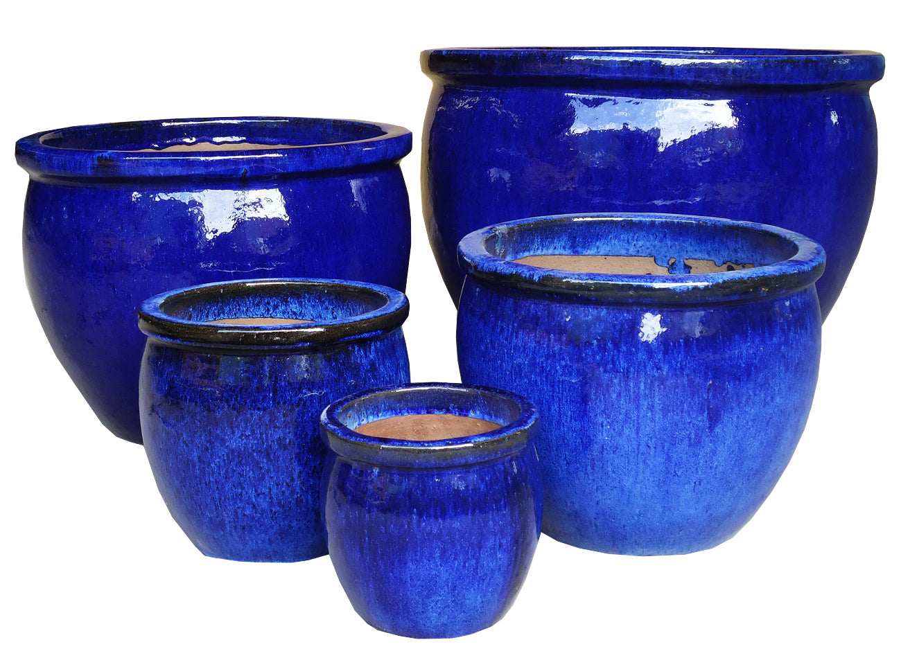 Planter, Glazed, Falling Blue
