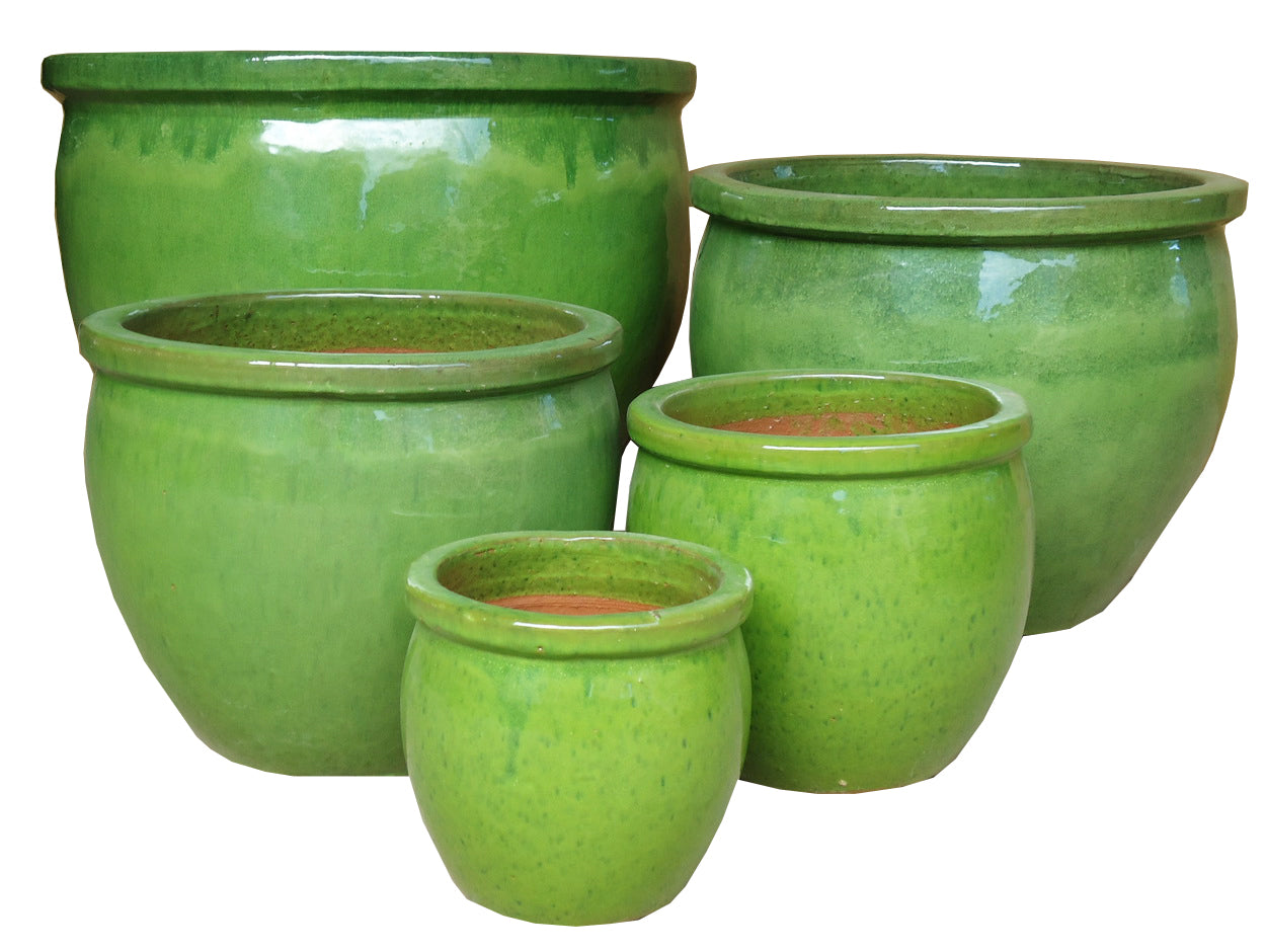 Planter, Glazed, Wasabi Green