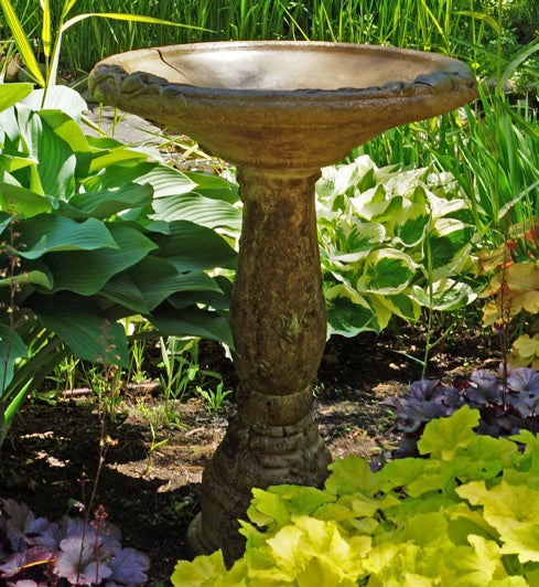Birdbath, Concrete, Wide Vine 2-Piece (H-2306)