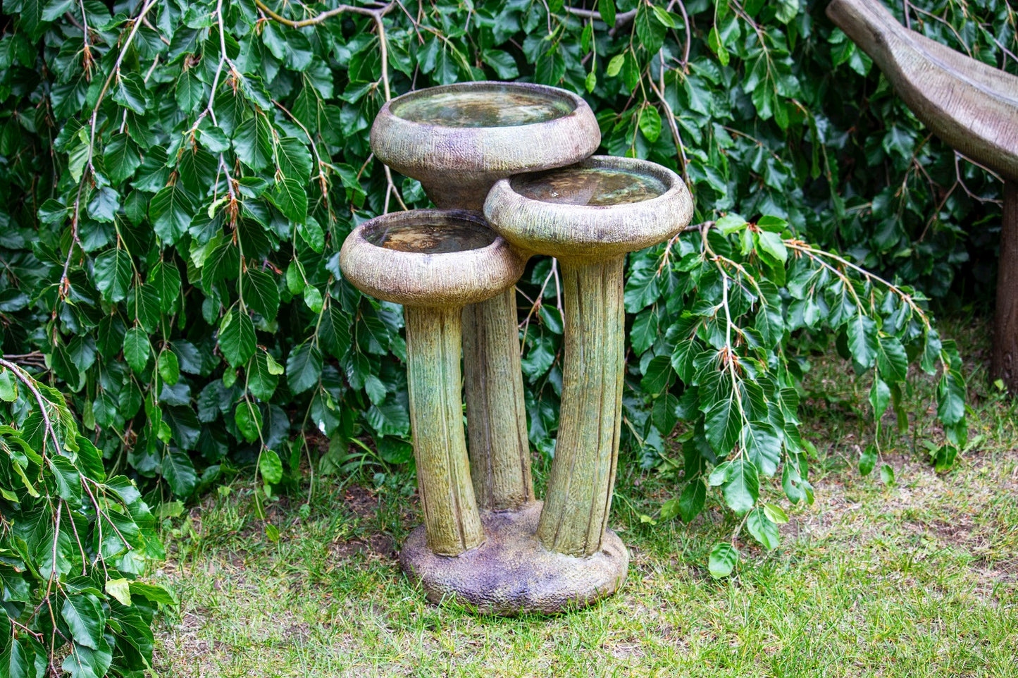 Birdbath, Concrete, Water Lilies 1-Piece (H-2450)
