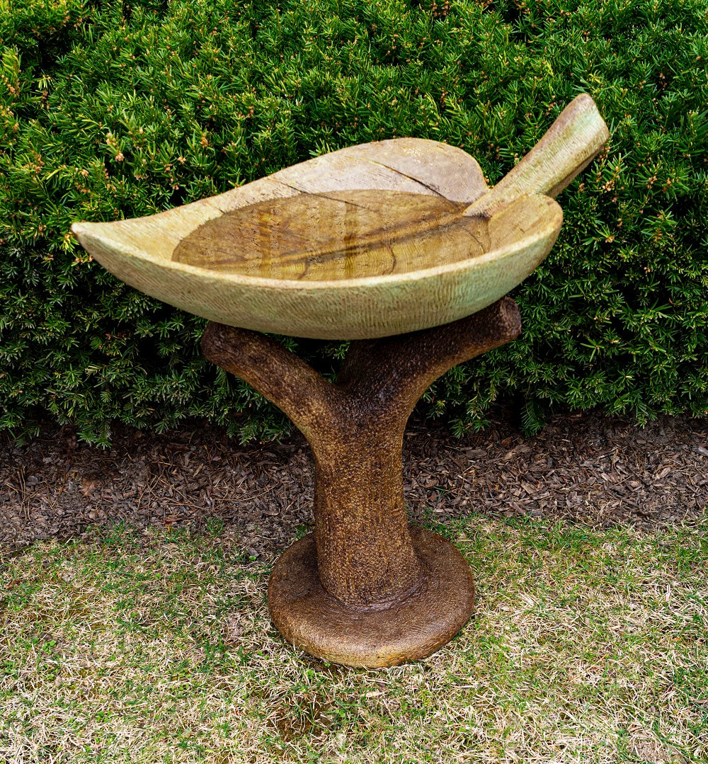 Birdbath, Concrete, Leaf (H-2451)