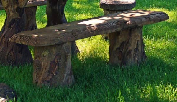 Bench, Concrete, Woodland 3-Piece (H-2846)