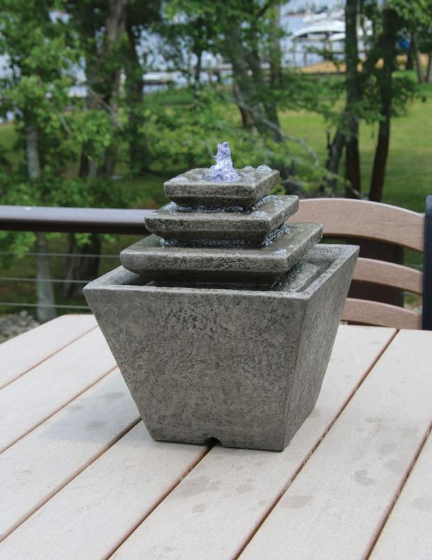 Fountain, Concrete Square Tiered Fountain 2-Piece (M-3839)
