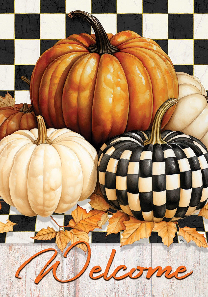 Flag, Garden Checkered Pumpkin