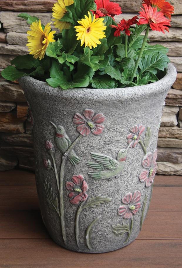 Planter, Concrete, Hummingbird