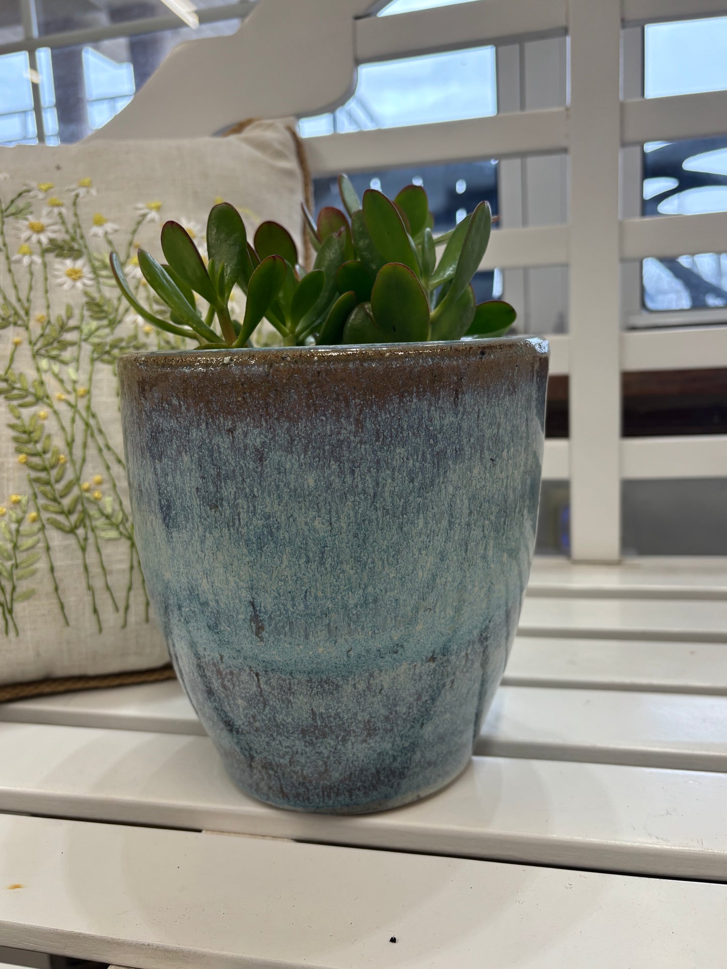 Planter, Glazed, Plain Egg, New Soft Blue
