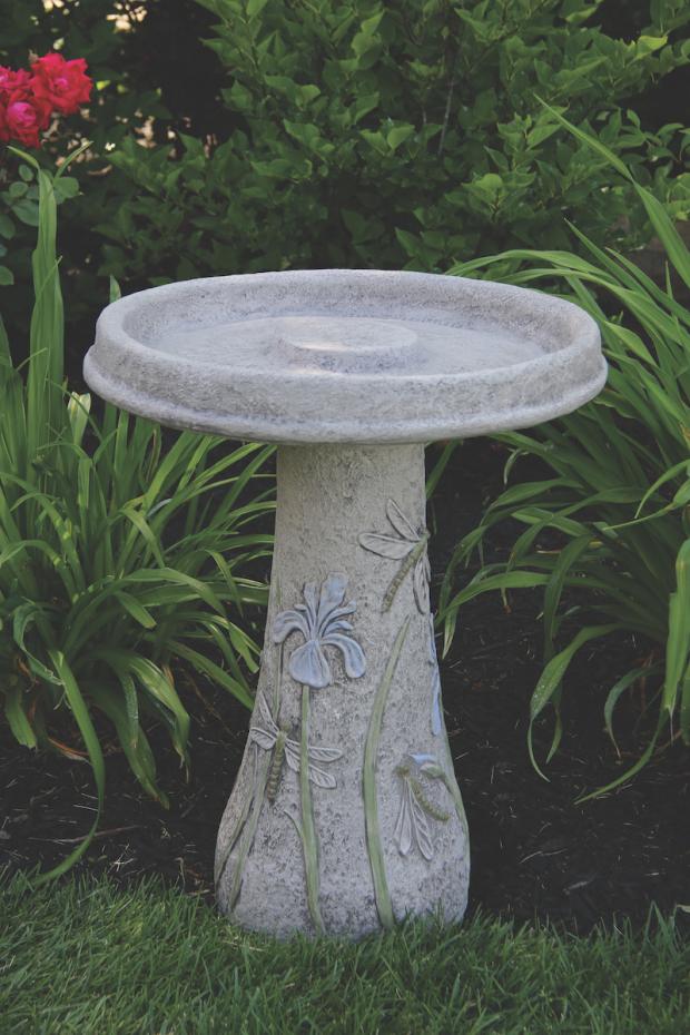 Birdbath, Concrete Dragonfly 1-Piece (M-9753)