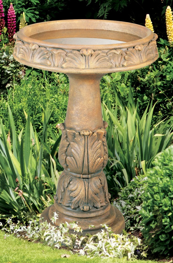 Birdbath, Concrete, Grande Acanthus 2-Piece (H-2259)
