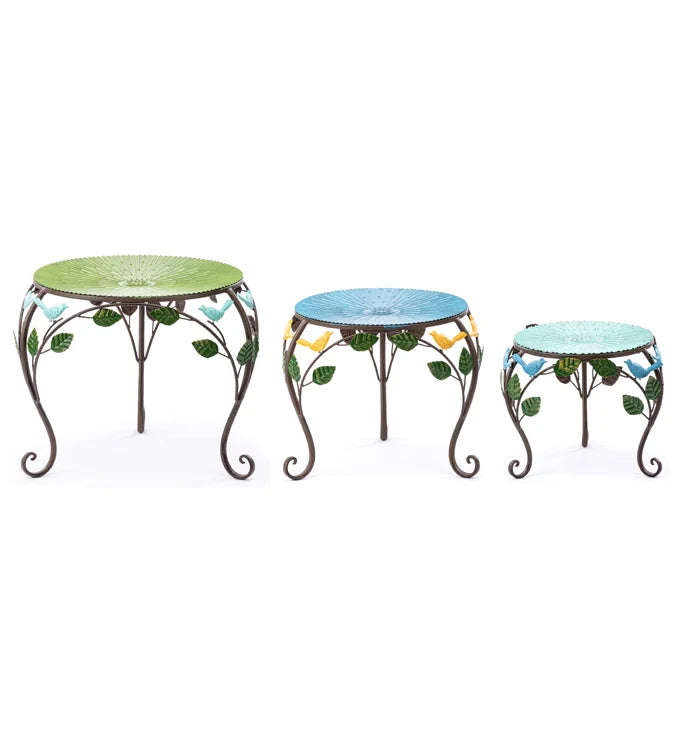 Plant Stand, Iron Tabletop Bird & Leaf