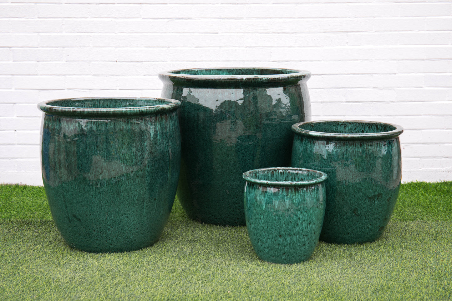 Planter, Glazed, Dripped Green