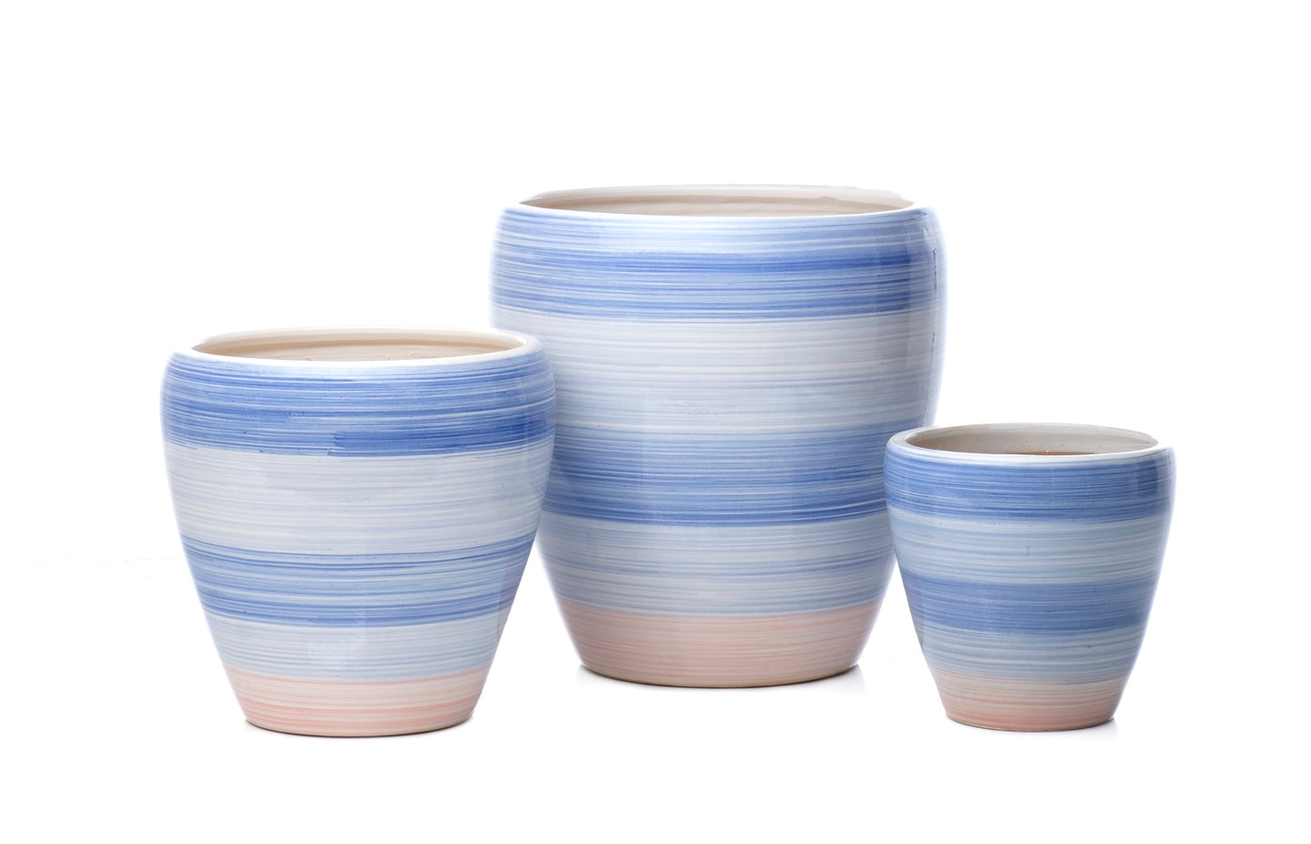 Planter, Glaze, Ocean Stripe