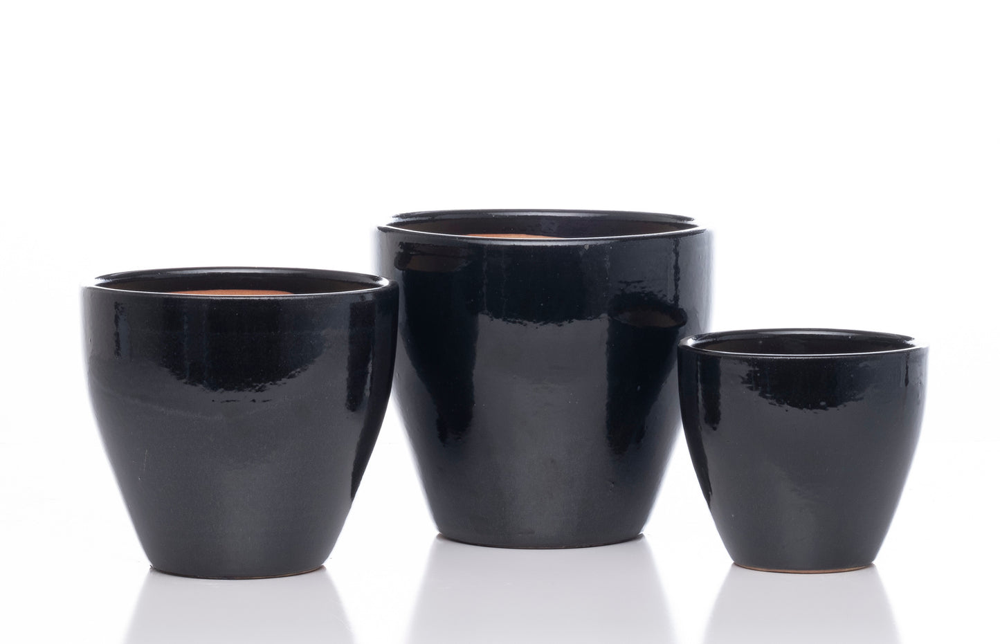 Planter, Glazed, Plain Egg, Black