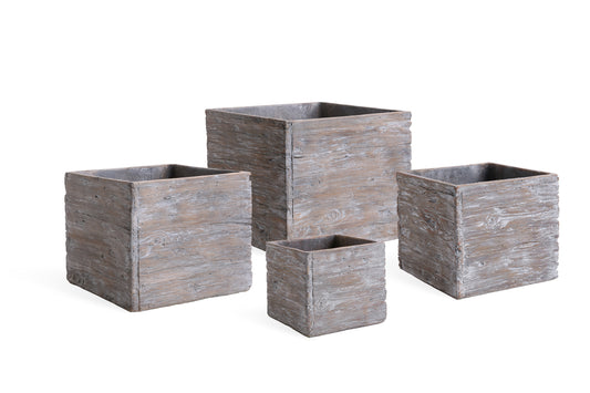Planter, Fiber Cement, Washed Taupe Square