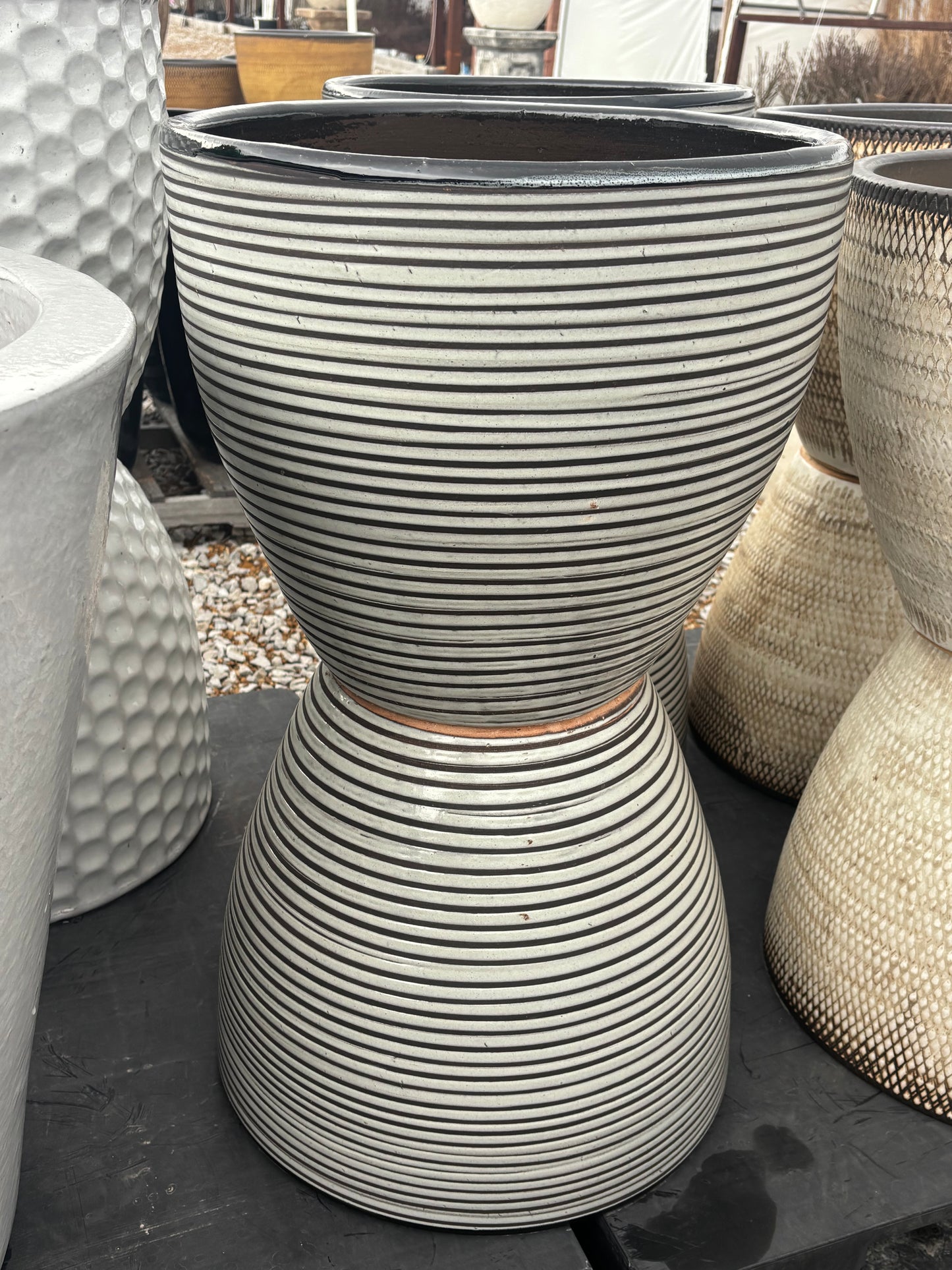 Planter, Glazed, Egg Spiral (Al-622-MP21-02)