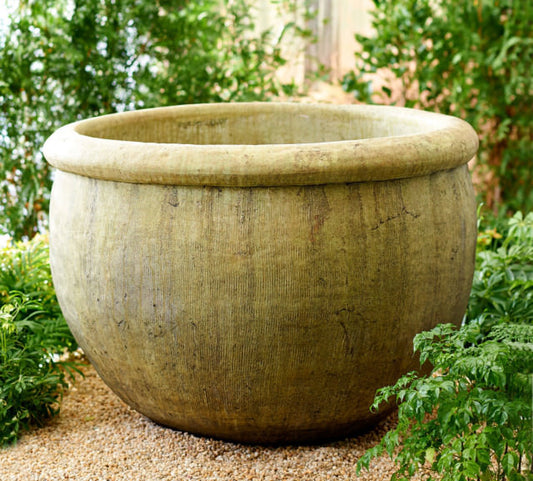 Planter, Concrete, Asian Water Bowl