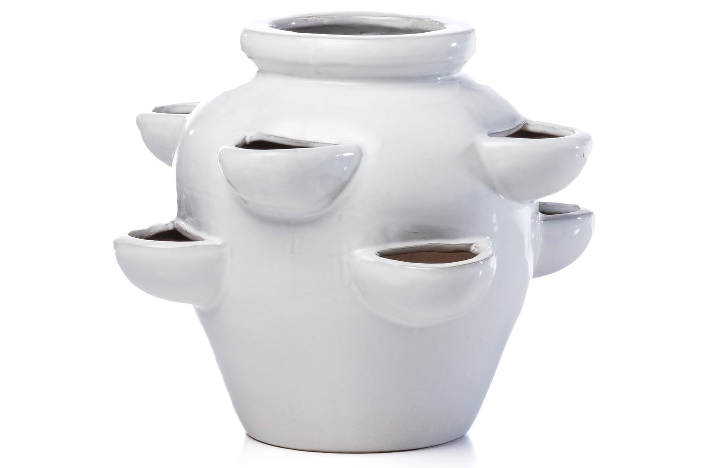 Planter, Glazed, Willows 8 Pocket Strawberry Jar (Al-31-1535)