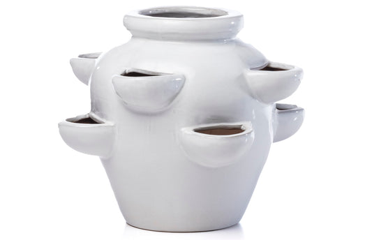 Planter, Glazed, Willows 8 Pocket Strawberry Jar (Al-31-1535)