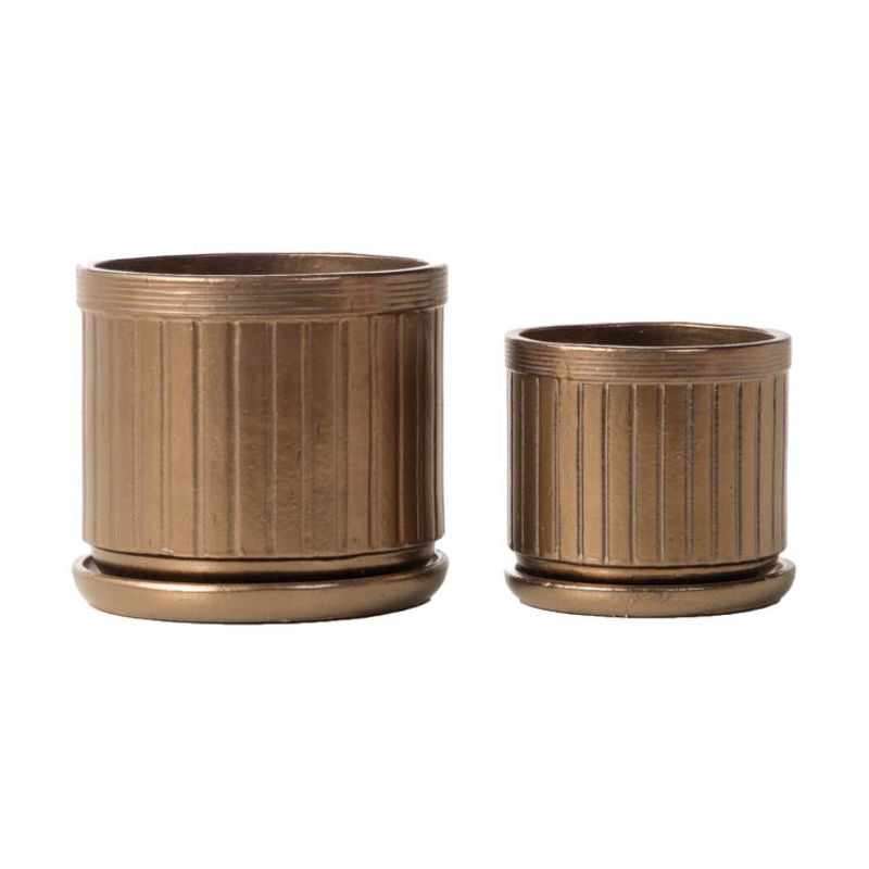 Planter- Metalic Ribbed LG