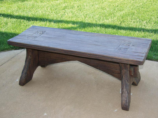 Bench, Concrete, Rustic Wood 1-Piece (M-4719)