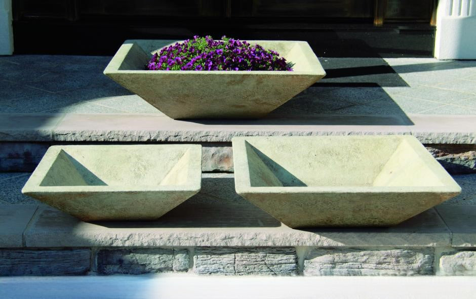 Planter, Concrete, Low Square Bowl