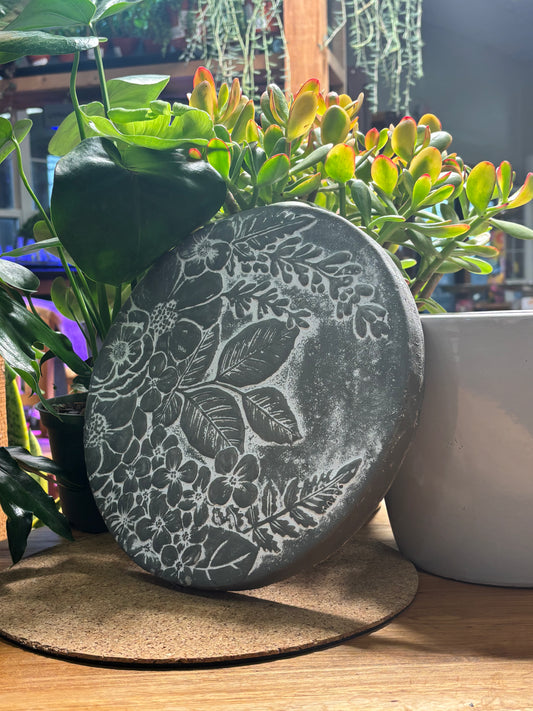 Memorial Stone, Floral Grey