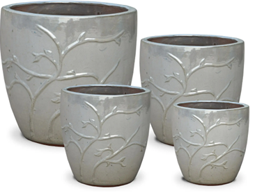 Planter, Glazed, Beanstalk White