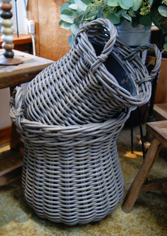 Pot Cover, PVC Wicker Basket Tall w/ Liner