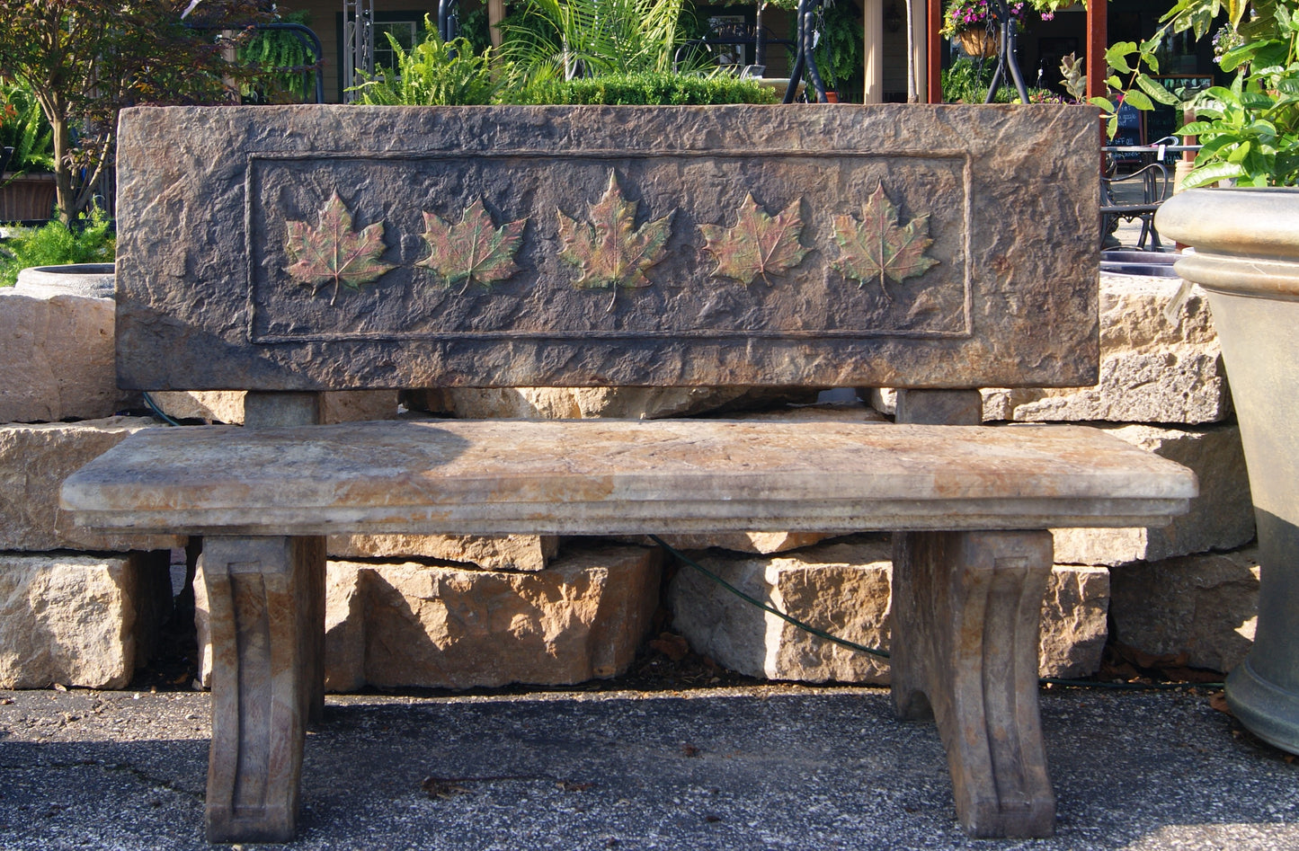 Bench, Concrete, Grand Leaf 4-Piece (H-2823)
