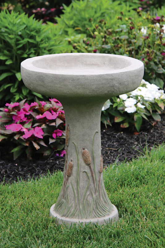 Birdbath, Concrete, Cattail 1-Piece (M-9773)