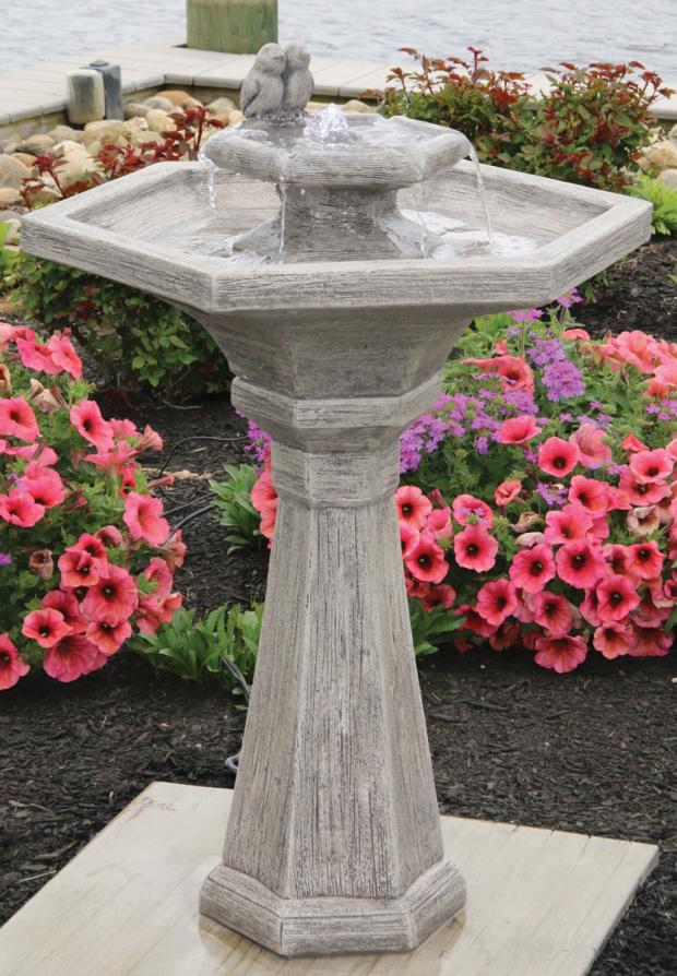 Birdbath, Concrete, Chelsea Rustic Bird 3-Piece (M-3821)