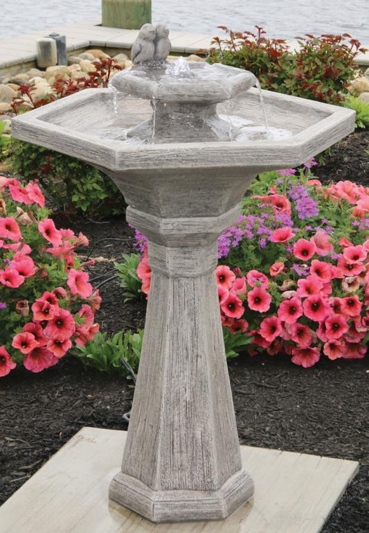 Birdbath, Concrete, Chelsea Rustic Bird 3-Piece (M-3821)