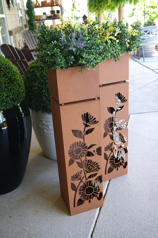 Planter, Metal, Sunflower Tall LED