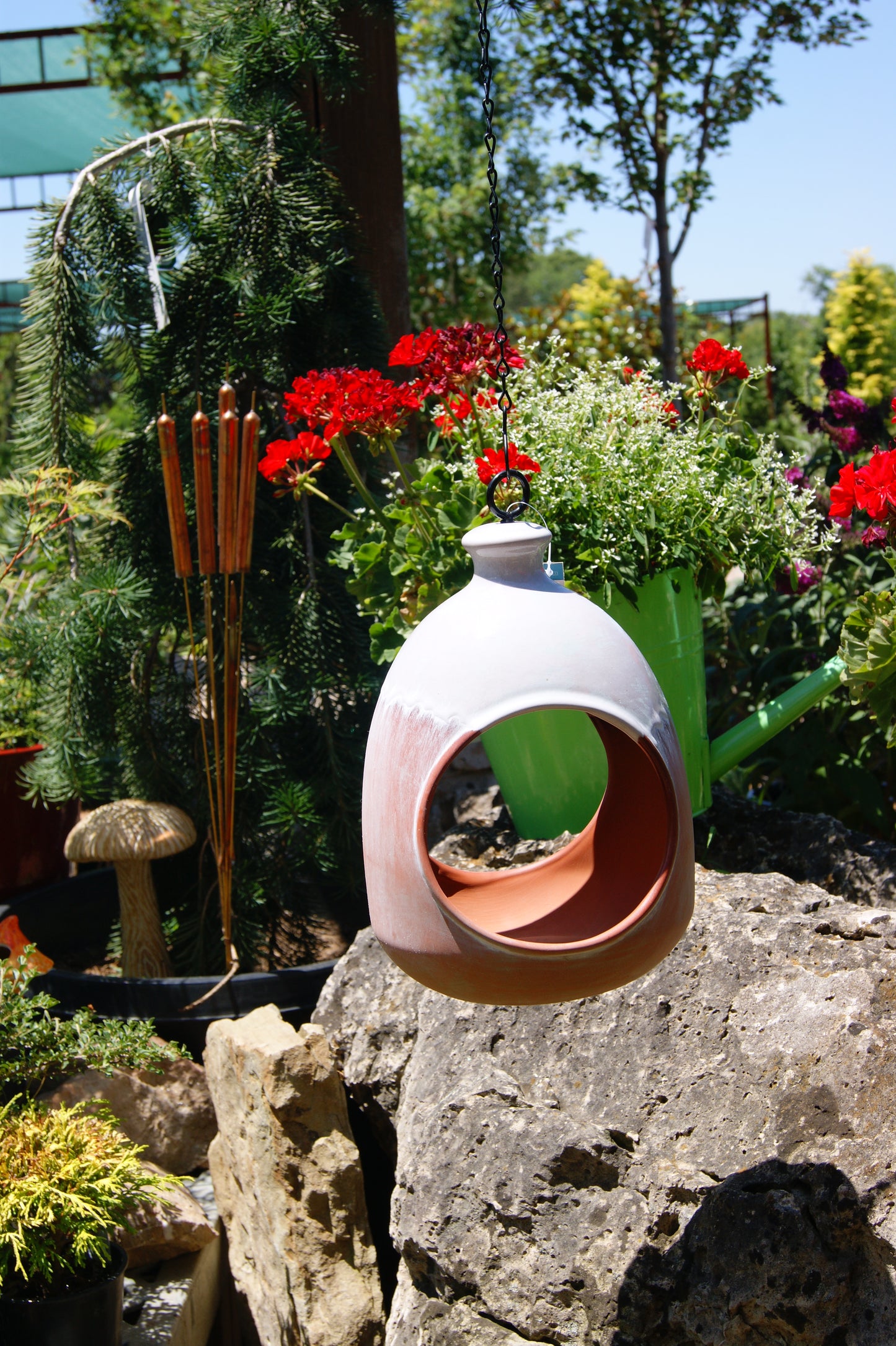 Birdfeeder, Terra Cotta, Glazed