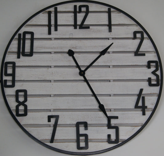 Clock, White Wood