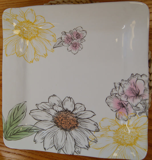 Dish, Plate- Spring Floral SQ