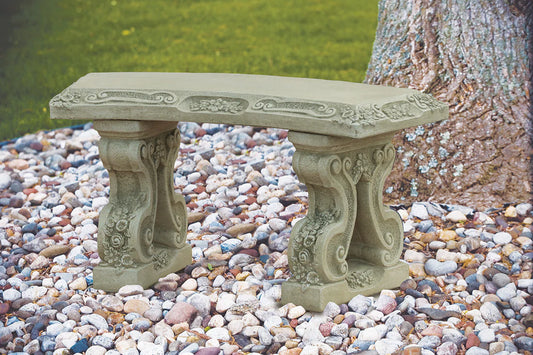 Bench, Concrete, Floral 3-Piece (M-4242)