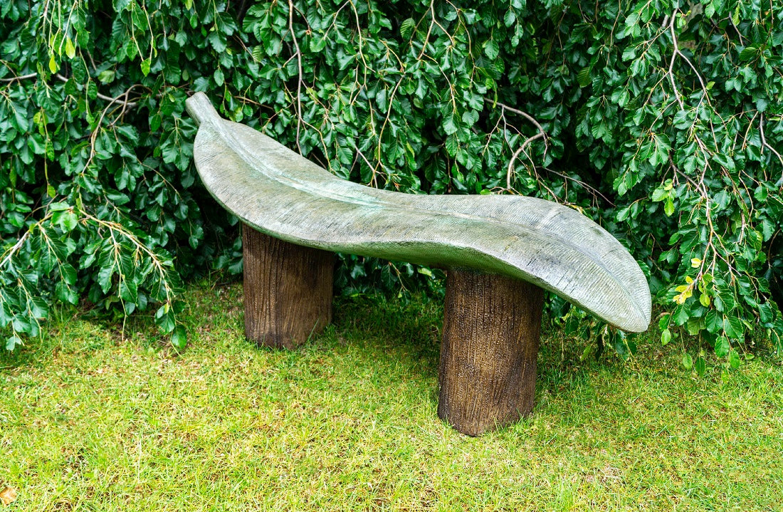 Bench, Concrete, Giant Leaf 1-Piece (H-2805)