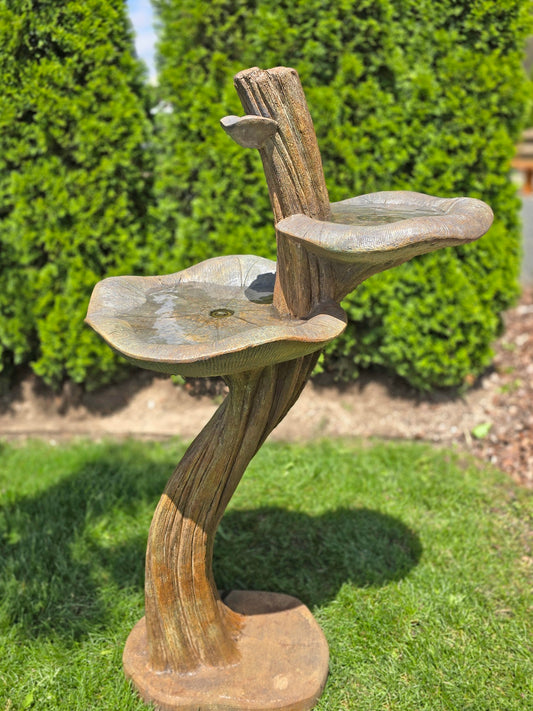 Birdbath, Concrete, Double Lily 1-Piece (H-2277)