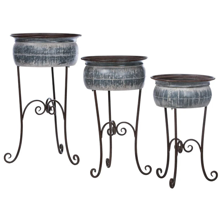 Planter, Metal, Bowl on Stand