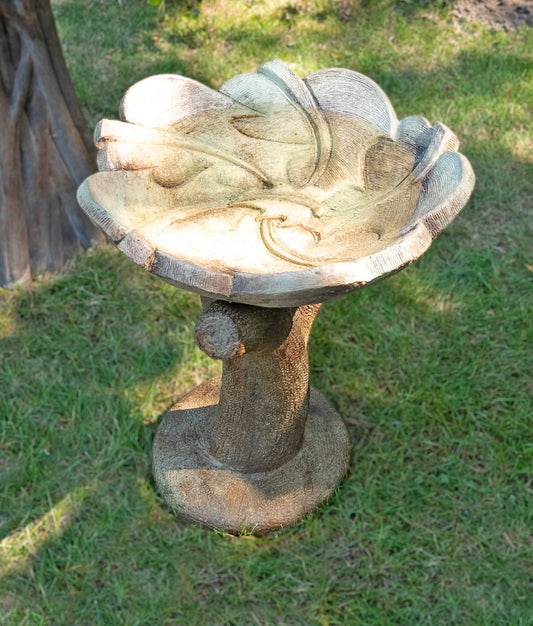 Birdbath, Concrete, Maple Leaf 2-Piece (H-2452)