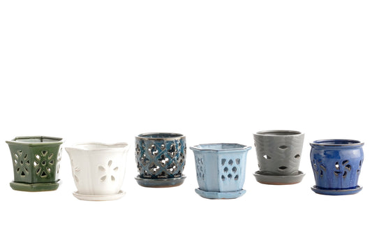 Planter, Glazed, Skyline Orchid