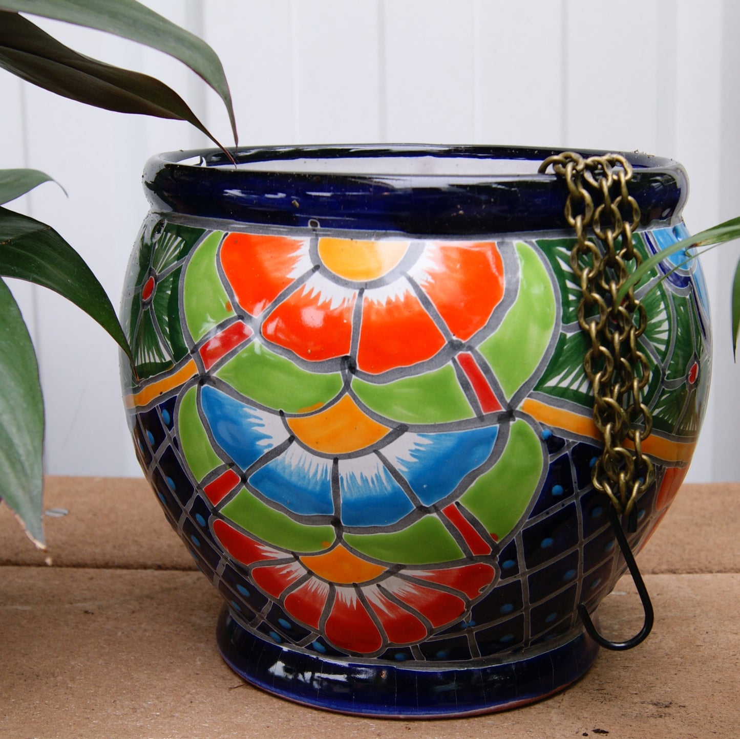 Planter- Talavera, Hanging Large Blue