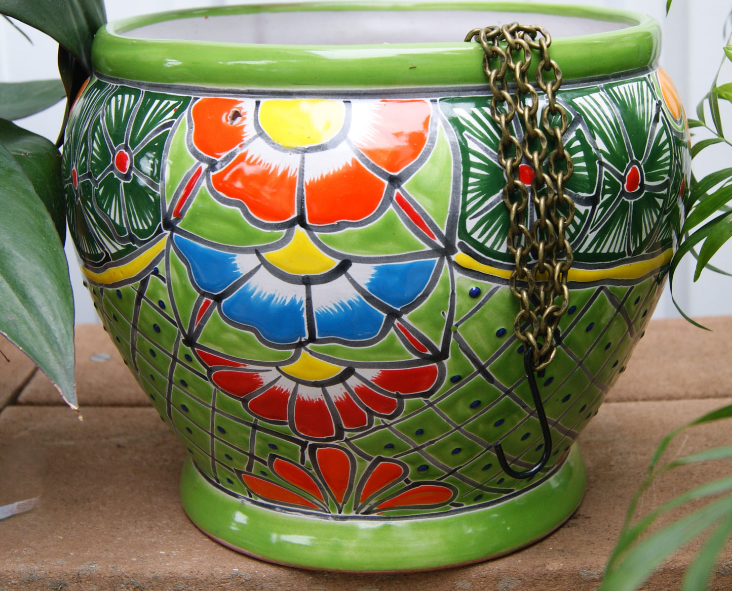 Planter- Talavera, Hanging Large Green