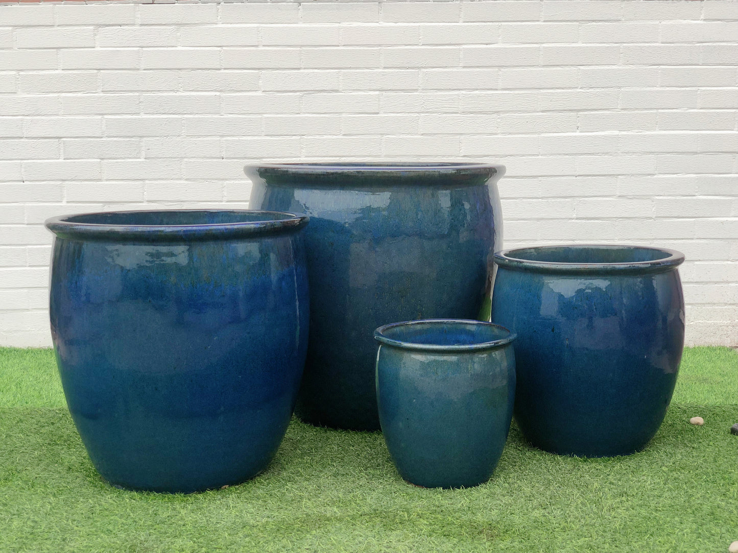 Planter, Glazed, Seaweed Blue