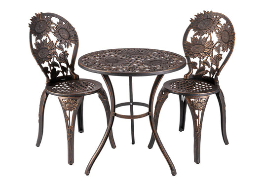 Patio Set, Cast Iron, Tea Table & Chair (Painted Sky)