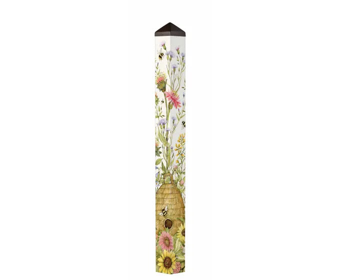 Sculpture- Art Pole, Bees & Blossoms