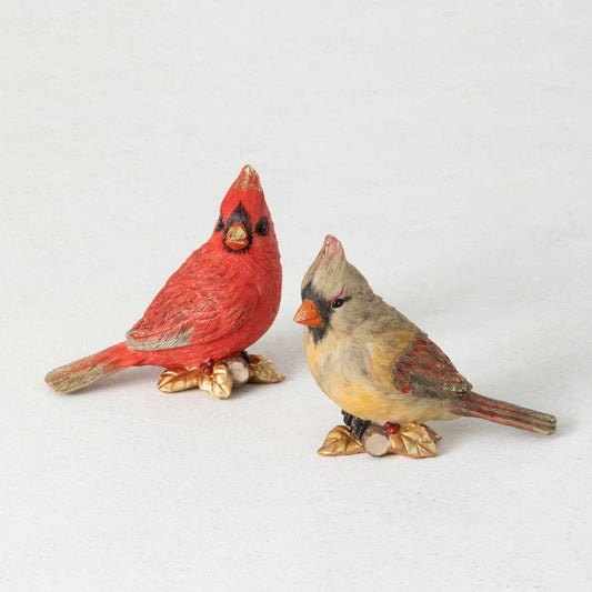 Sitter, Cardinal w/ Gold Leaves